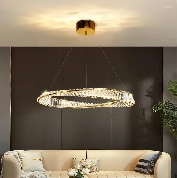 Люстры светодиодные хрустальные люстра для гостиной спальни столовая кухня Потолочная подвесная лампа золото современное пульта дистанционное управление подвесное свет