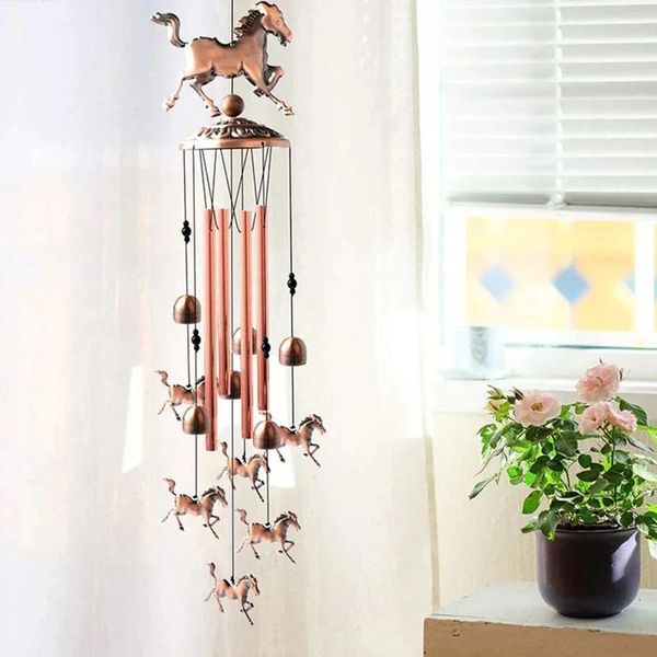 Dekorative Figuren Retro Bronzen Pferd Windchime Leichtes Garten Haus Wanddekoration Dekoration Outdoor Hanges Ornament Geburtstagsgeschenk