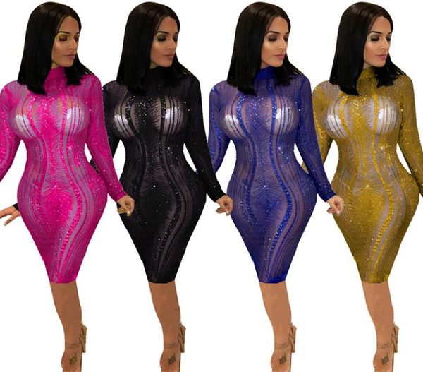 2018 Women039s Sequined Skirt Press Play Longsleeped Party Plays Bangege Bodycon без спинка Sexy Club Wear Plus Women Women VE1339640