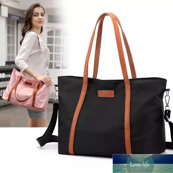 Bolsa de ombro de nylon de nylon extra grande casual, 15 6 Viagem de computador Bolsas de compras de pano grande fêmea Ladies Black Bags Facto 2817