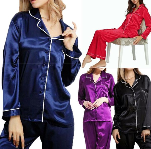 Nuovo arrivo sexy Ladies Luxury Luxury Long Satin Night Shirt Shorthers Bottoms Pajamas Set Sleep abbigliamento Homewear Night Wear Set5975747