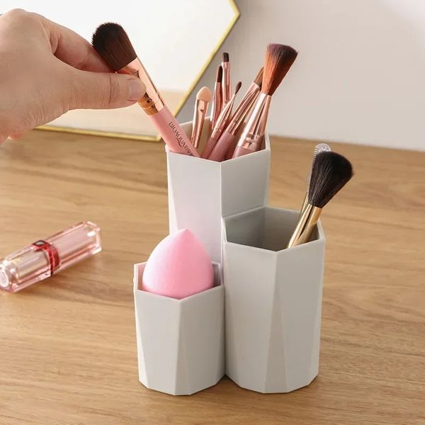 3 Gitter kosmetische Make-up-Pinselspeicher Box Tisch Organizer Make-up Werkzeuge Stiftlager Make-up Nagellack Kosmetikhalter Box