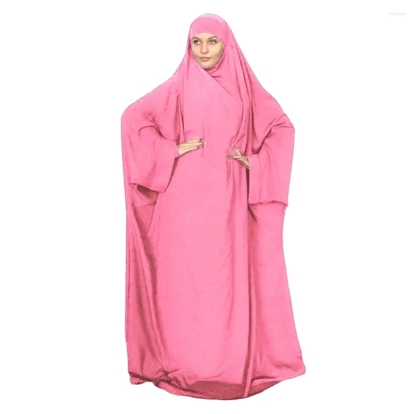 Etnik Giyim Eid Kapşonlu Müslüman Kadın Bir Parçalı Çöp Uzun Khimar Gömülü Elbise Dua Giyim Abaya Ramazan Abayas İslami Giysiler Niqab