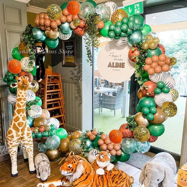 Decorazione per feste 127pcs giungla animale in lattice palloncini mucca tigre palloncino verde garland kit decorazioni per la doccia per bambini regalo di compleanno per bambini regalo