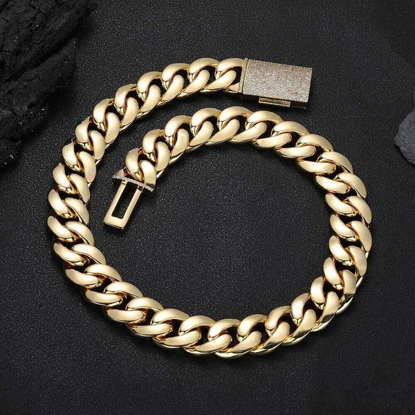 Мода 12/22 мм 5A CZ Iced Out Циркон замок Miami Brass Cuban Link Chaine Hip Hop Dewelry для мужчин толстое ожерелье