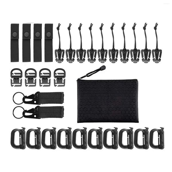 Keychains 30pcs Molle Anexos BACO CLIP DE CLIP SET Backpack Webbing para cinto de colete com bolsa com zíper