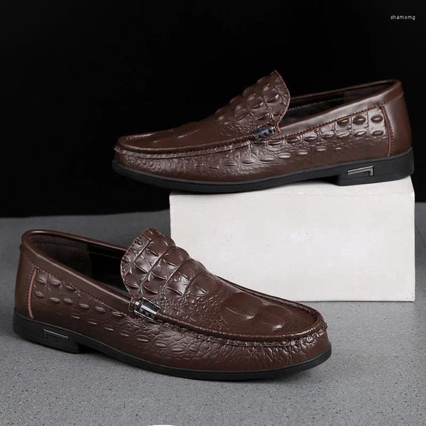 Casual Schuhe Ledermodetlaafer Männer Krokodilmuster Hochwertiges Slip-on Stylish Business Formale männliche Flats Moccasins