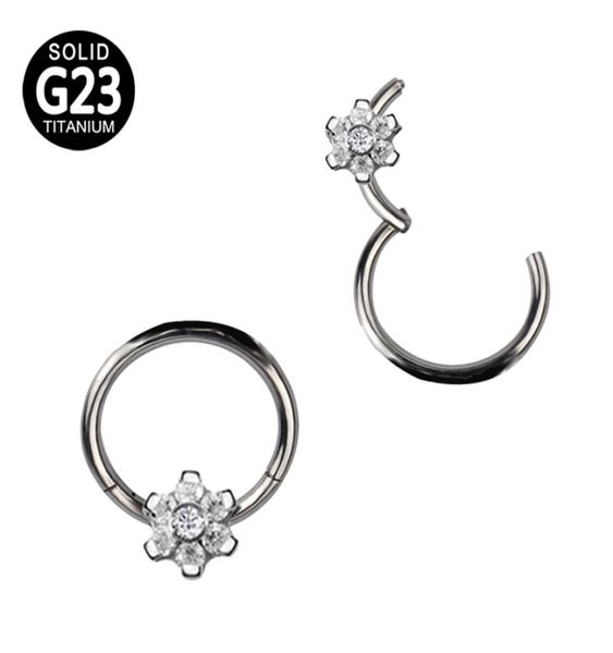 G23 сегмент титана, шарнирные кольца, цветочный CZ Labre Labre Labret Ear Tragus lage Daith Helix Серьера Пейрсинг Пирсинг Ювелирные изделия4141709