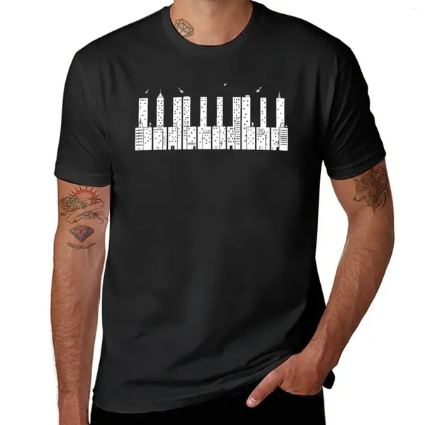 Tanque de tanques masculinos piano horizonte t-shirt gráfico camiseta de verão top liso shirts brancos homens