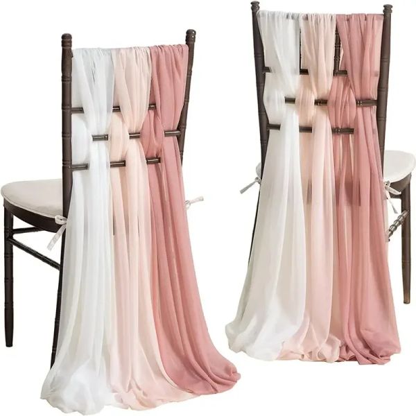 Faixas 10pcs Cadeira de chiffon Cadeirias Cobrar decorações de corredor Drapeando tecido para festas de aniversário para chá de bebê decoração ao ar livre de banquete