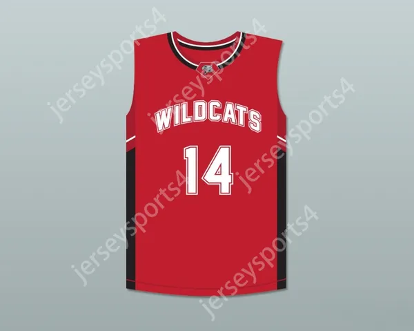 Custom Nay Mens Youth/Kids Troy Bolton 14 East High School Wildcats Red Basketball Jersey Top Top S-6xl S-6XL