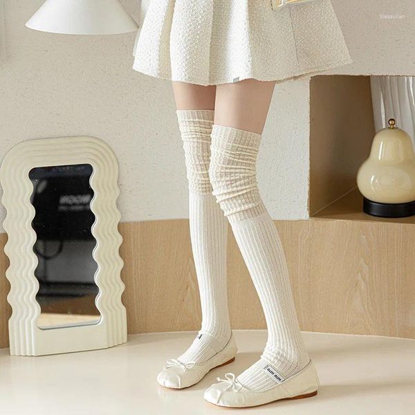 Frauen Socken warmer Mode winddichtem Druck mittlerer Röhrchen Langer nasse Look Oberschenkel hohe Strümpfe raffinierte Strickspitzen Unterlagen