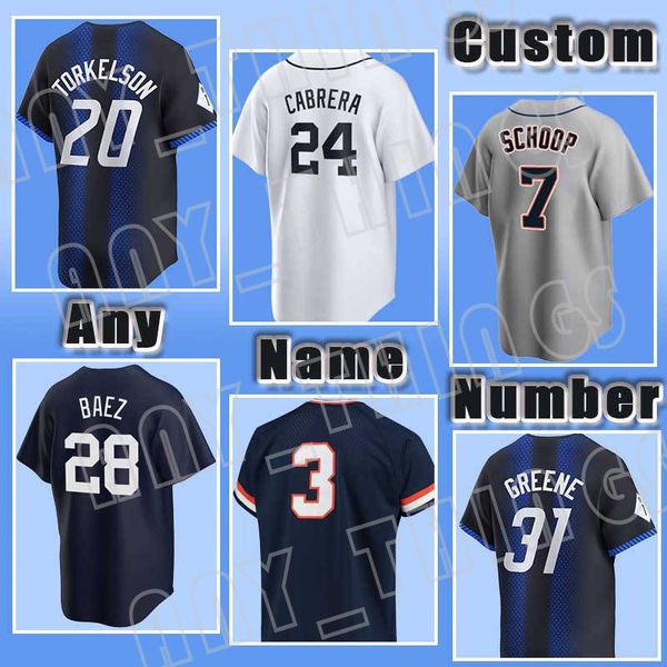 2024 City Connect Baseball Trikots 24 Miguel Cabrera 28 Javier Baez Riley Greene Spencer Torkelson Detroit Kirk Gibson Tigers Tarik Skubal Akil Baddoo Ryan Kreidler