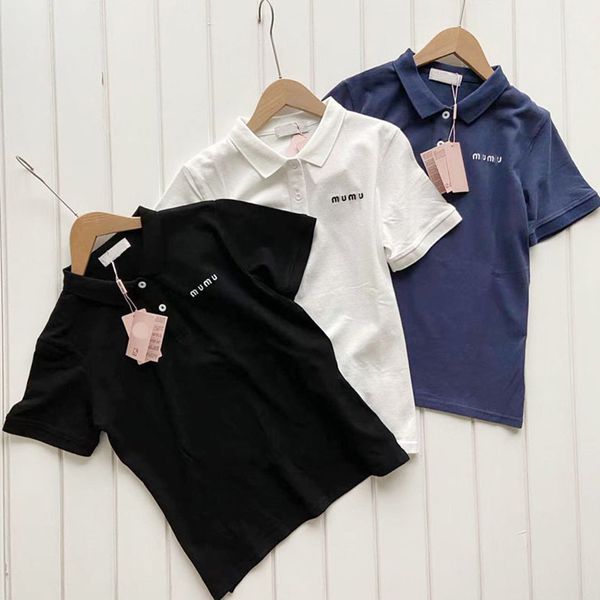 Tasarımcı Polo Gömlek Yaz Summerversile Mektubu İşlemeli Logo Flip Tut-Shirt Sıradan En İyi Kadın T-Shirt