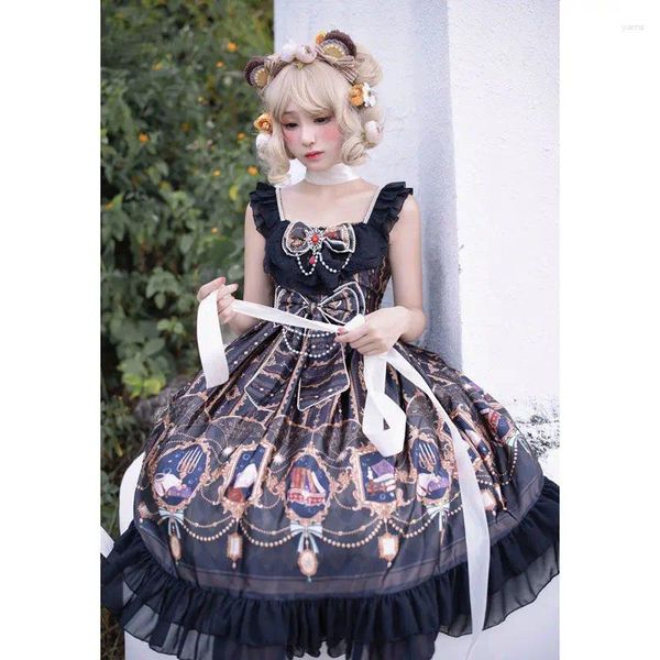 Sıradan Elbiseler Kömür Orijinal Yıldız ve Deniz Kayıt Vintage Lolita Zarif Cla Elbise JSK Gotik Retro Tarz Kadın Yaz Y2K