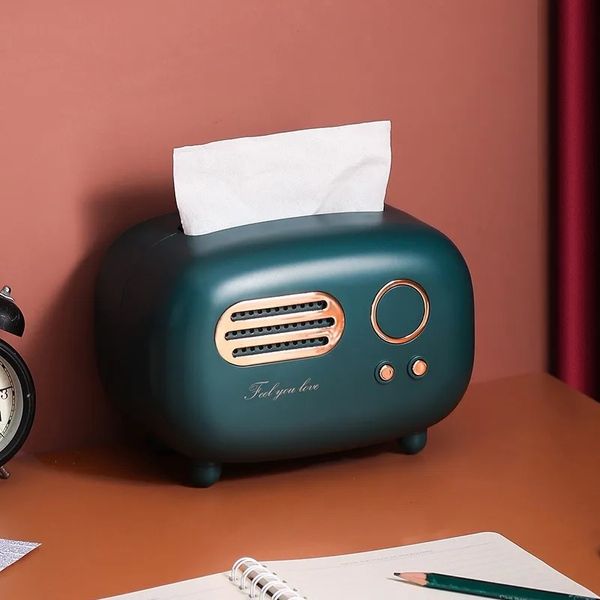 Wipes Wipes Decoration Porta di carta Metti tovagliolo Desktop Retro Radio Modello Vintage Dispenser Ornament Tissue Box