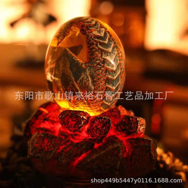 Halloween New Dragon Lava Basis Harz Leuchtdinosaurier Ei Home Dekoration