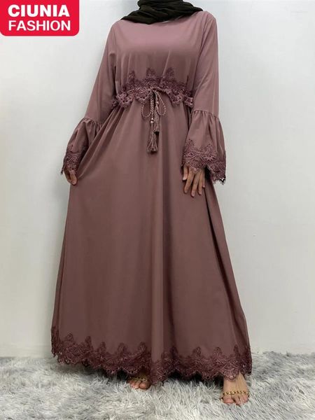 Ethnische Kleidung muslimische lange Kleider Dubai Kimono Abaya für Frauen Applikationen Türkei Bescheidener Robe Araber Sommer Hijab Maxi Kleid marokkanischer Kaftan