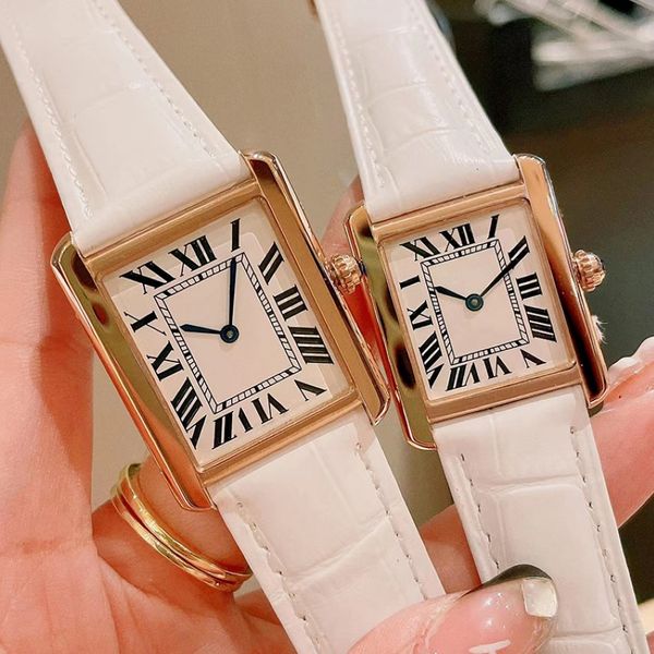 Kadın Square Watch Designer Lüks Saat Kız Sevgililer Günü Hediye İzle Kuvars Hareket Paslanmaz Çelik Deri Kayış Çeşitli Boyut 30 2 2073