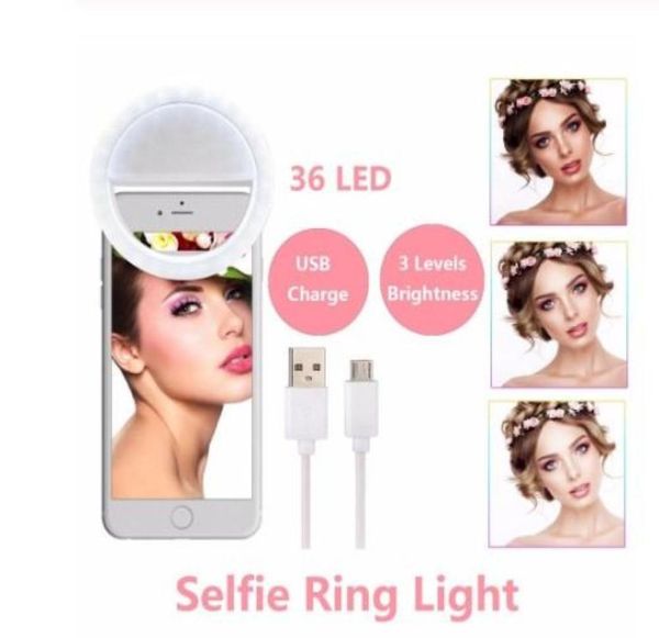 Bigbang embelezar a luz do anel selfie led de pele com carregamento USB Lâmpada luminosa para iPhone Samsung no clip3480447