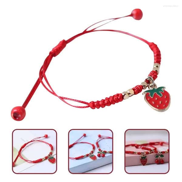 Braccialetti di fascino 2 pezzi Bracciale fragole corda da polso a corda per la catena intrecciata Girls da frutta in lega per la signorina