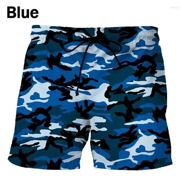 Shorts masculinos Camuflagem impressa 3d Men masculina Moda de verão Hip Hop Swim Turncos Casual Comfort Beach calça curta gelo fresco