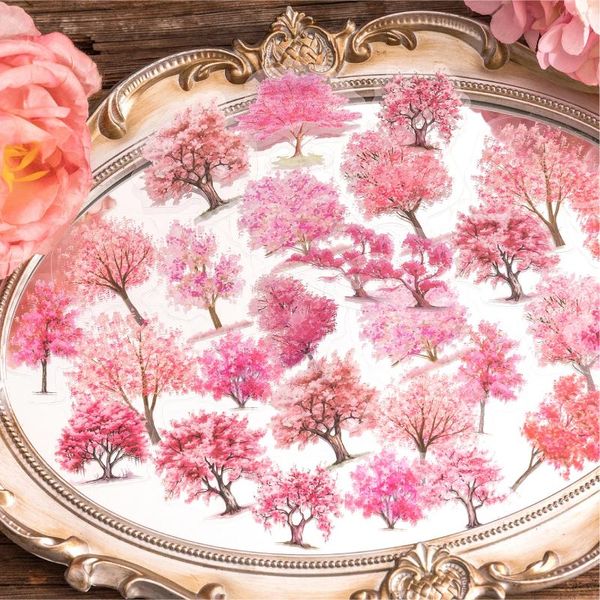 GREST 40 PCS PCs Florest Nature Series Leaf Decorative PVC adesivos de scrapbooking de scrap.