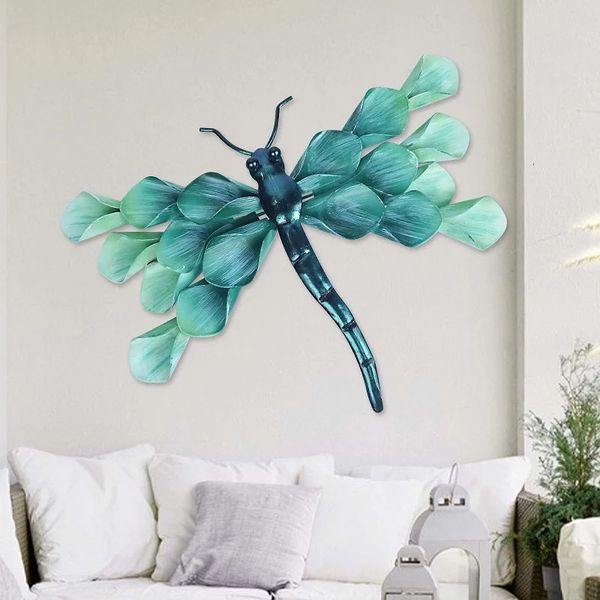 Металлическая Dragonfly Wall Decordmade - Наружный металлический декор стены для патио садовой забор гостиная спальня спальня Драконка Подарки 240508