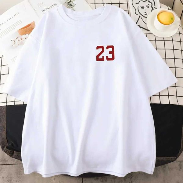 Erkek Tişörtleri Spor Üstleri Sayı 23 Pamuk T-Shirts Baskı Y2K Erkekler Tişört Basketbol UNISEX SAYIT BOYUT BÜYÜK STRTWEAR GİYİMLER H240508