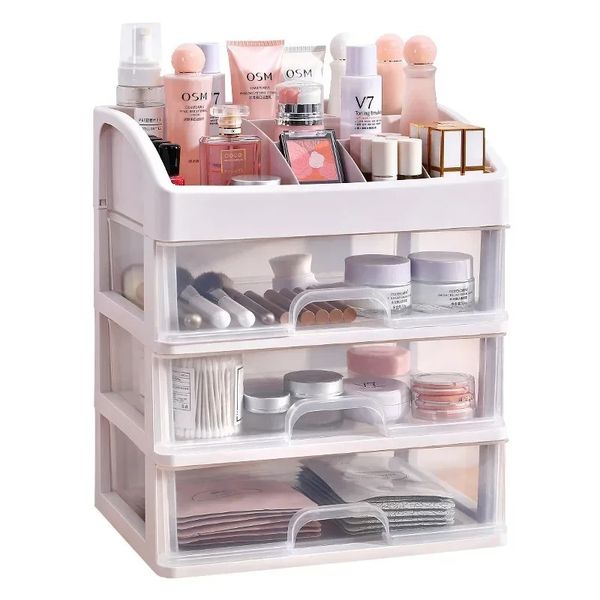 Make -up -Hülle Schmuckbehälter Box Make -up Organizer Schubladen Kosmetische Aufbewahrungsbox Make -up -Bürstenhalter Pinsel Lippenstiftbehälter