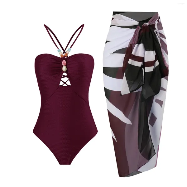 Kadın Mayo Vintage Baskı Mayo Kadın Monokini Bikini 2 Parça Seksi Push Up Sütyen Dipleri Plaj etek Yaz Bater Mayo Ropa