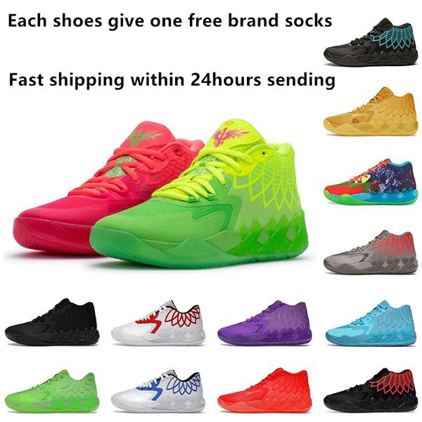 Lamelo Ball Erkekler Lamelos MB01 Basketbol Ayakkabıları Lo Siyah Beyaz Pembe Mor Chaussure de MB02 Rick ve Morty Maceraları Zapato MB03 Scarpe Momen Trainer Spor Kekatları 2024