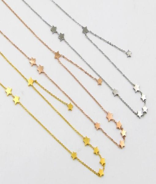 Versão coreana das nove estrelas Mosaic Short Colar Women Fashion Five Pointed Star Titanium Acessories Collar Clavicle1425027