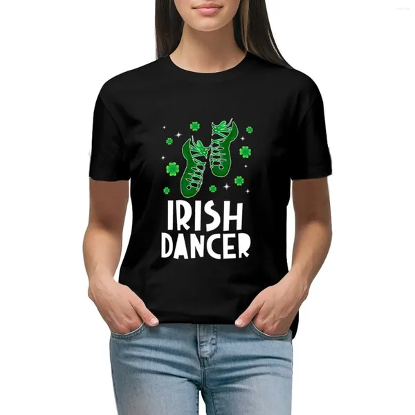 Polos femininos dançarinos irlandeses Sapatos Sapatos T-shirt Roupas estéticas Roupas de roupas de tamanho grande camisas de treino para mulheres