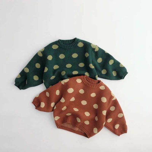 Defina Milan Kerr Winter Childrens Sweater Polka Dot Girls Knitwear Boys Pullover Q240508