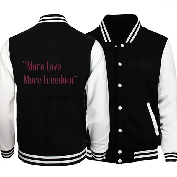 Jackets masculinos mais amor liberdade liberdade de impressão de impressão de casaco de rua