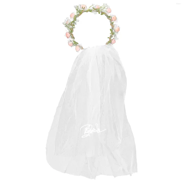 Brautschleier Kränze Blumenmädchen Haar Accessoire Girlande Krone künstlich mit floralen Frauen rosa Stirnbänder für Braut Kind