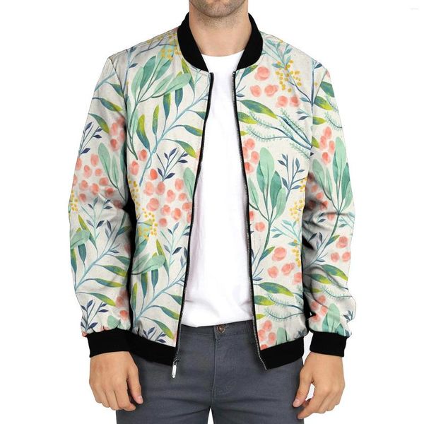 Herrenjacken Casual 3D Digitaldruck Jacke Blumenmuster Mode Europäische und amerikanische Herbst Winter Dünne Mantel Bomber