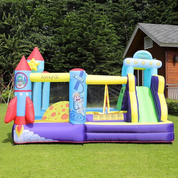 Big Bounter Bounter House Inflável Moonwalk Bounce House para crianças Castelo de Jumping House com Slide Ball Ball Pit Outdoor Indoor Playhouse Bouncy Park Toys Crianças ao ar livre