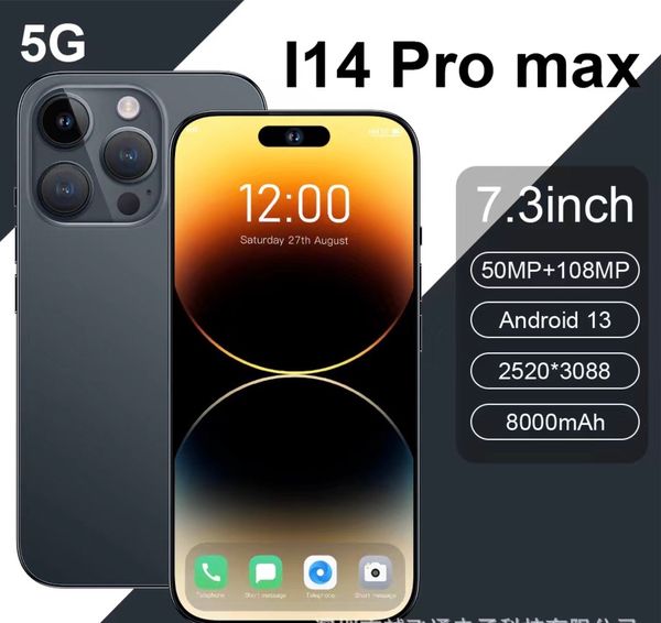 I14 i15 6.7 Pro Max INCLEM POLEGRA FLARA NOVO ORIGINAL HD Smartphone de tela cheia Face Touch ID 16GB 1TB Android Mini Telephone Mobile New Smartphone 5G Desbloqueio