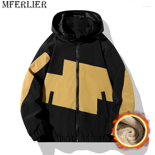 Jaquetas masculinas primavera de inverno hong estilo de moda de moda de moda bloqueada jaqueta com capuz homens grandes quintais soltos casuais 8xl