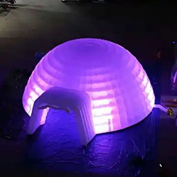 Tenda a cupola igloo gonfiabile da 10 m (33ft) all'ingrosso con un gigantesco marchetto per eventi di illuminazione a LED in vendita in vendita