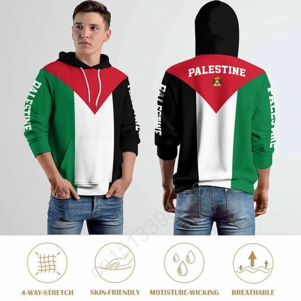 Erkek Hoodies Sweatshirts Filistin Bayrağı 3D Hoodie Polyester Serin Erkek Harajuku Spor Gömlek Unisex Sıradan Çizilmiş Kapşonlu Özelleştirilmiş Adı T240508