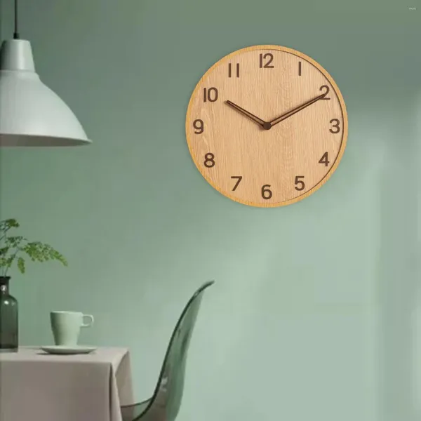 Orologi da parete grande orologio in legno decorativo rotondo silenzioso per la scuola cucina camera da letto el