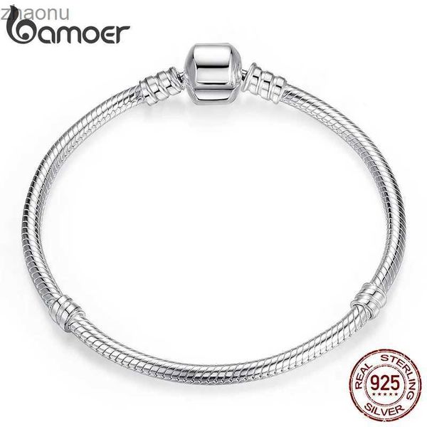 Чепость Bamoer Top Sale Authentic% 925 Bracelet стерлинговой серебряной змеи, подходящая для женских роскошных украшений 17-22 см PAS902 XW