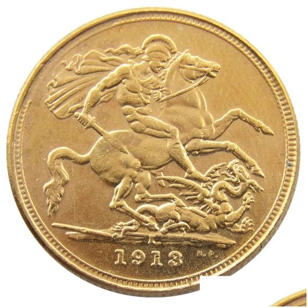 Kunsthandwerk Großbritannien 1 Souverän 1911 1919 7pcs Datum für gewählte handwerksgoldplattierte Kopiermünzen Promotion Fabrik Schöne Zuhause Otakx