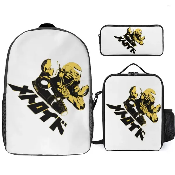 Rucksack 3 in 1 Set 17 Zoll Lunchbag Stift Japanische Metroidss V1 Dauerhafte klassische komfortable Sportaktivitäten Inf