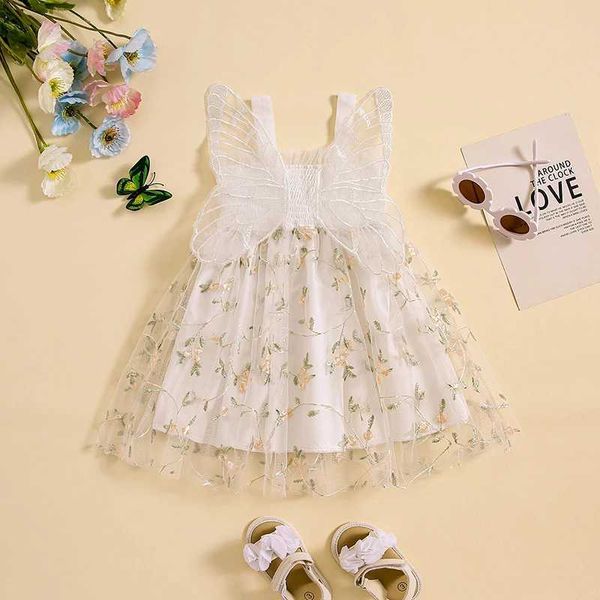 Mädchenkleider Kleinkind Baby Mädchen Kinder Prinzessin Schmetterling Flügel Feen Kleider Blumenschleuder Tüll Tutu Kleid Hochzeit Geburtstagsfeier H240508