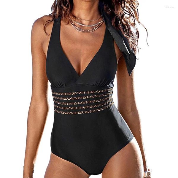 Frauen Badebekleidung Monokini Reißverschluss ein Stück Badeanzug Frauen hoher Nacken Push Up Vintage Bodysuit Badeanzug 2024