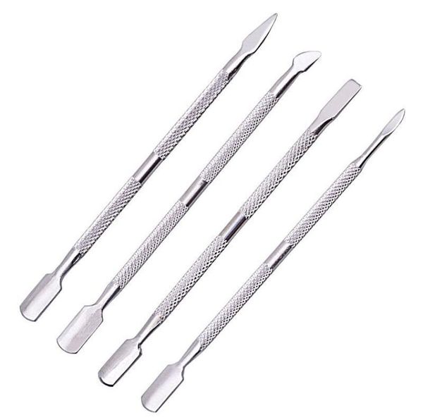 4pcslots Edelstahl Netterblatt Remover doppelseitiger Finger -totes Haut Push Nagel Nagelhaut Pusher Maniküre Nagelpflegewerkzeug 7271647